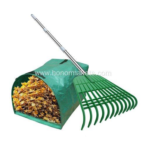 Adjustable Folding Leaves Rake for Quick Clean Up of Lawn and Yard